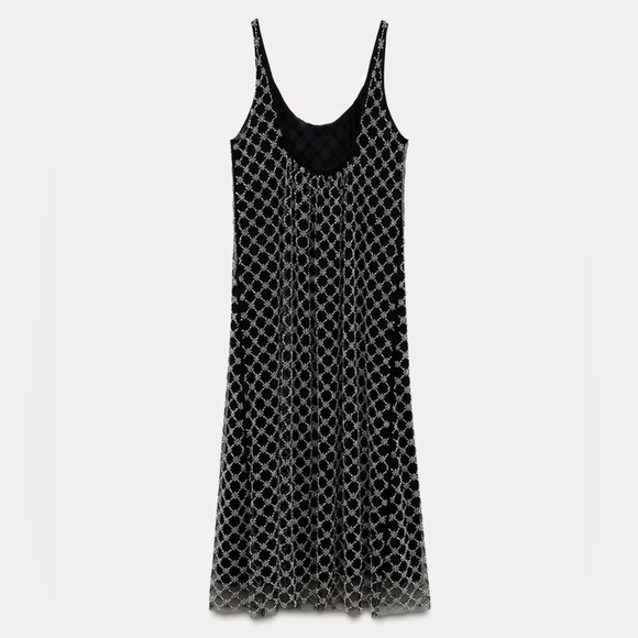 NWT ZARA BEADED JEWEL MIDI DRESS - Picture 4 of 8